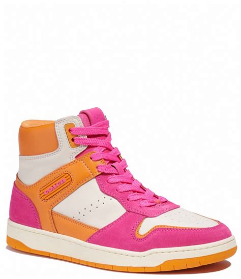 coach canvas sneakers|purple coach high top sneakers.